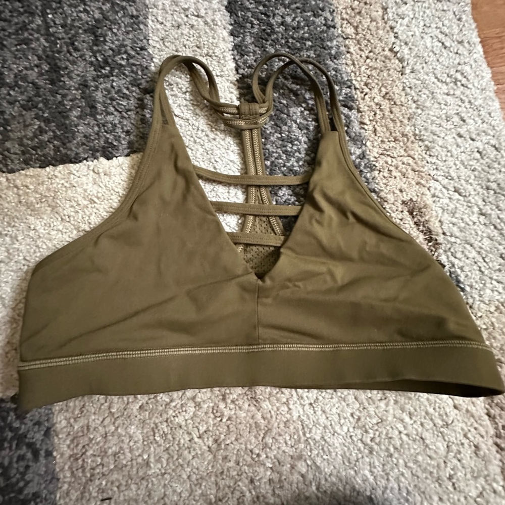 ZYIA army green grid sports bra